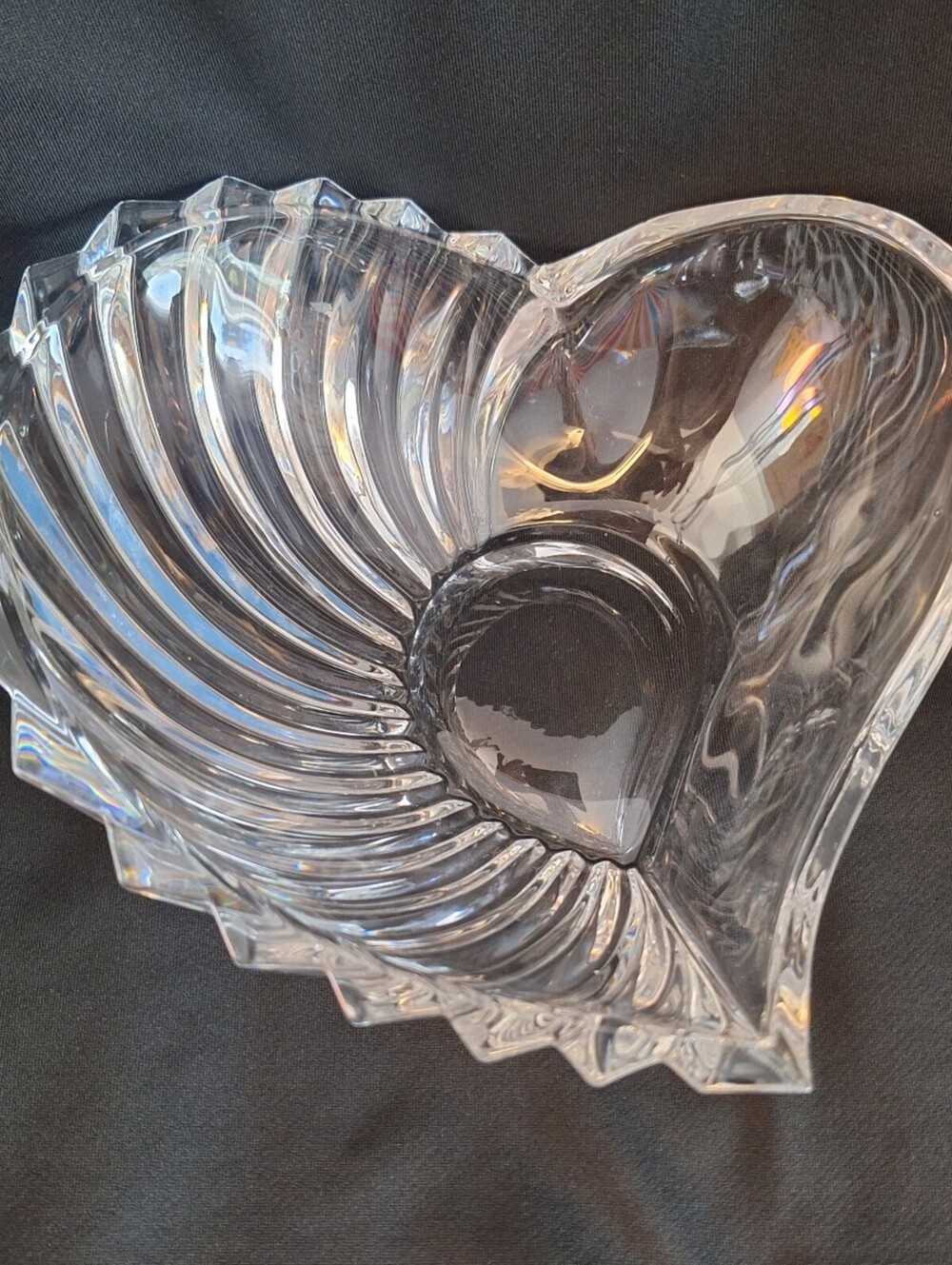 1980's Gorham heart shaped crystal bowl